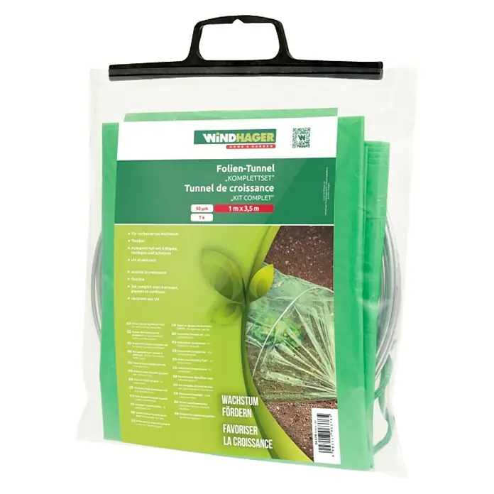 Windhager Folientunnel Komplettset - L x B: 3,5 x 1 m, Grün