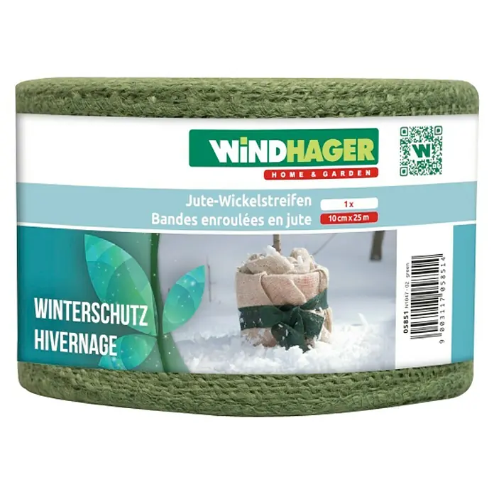 Windhager Jute-Gewebematte Wickelstreifen - L x B: 25 m x 10 cm, Grün