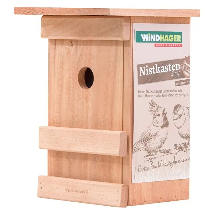 Windhager Nistkasten Birdy - Geeignet für: Meisen, L x B x H: 17 x 17 x 24,5 cm, Massivholz, Natur