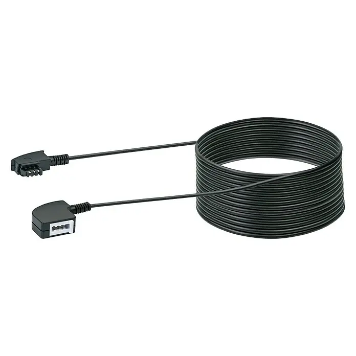 Schwaiger TAE-Verlängerungskabel - 10 m, TAE-F Stecker (6P4C), TAE-F Buchse (6P4C), Schwarz - Vorderansicht