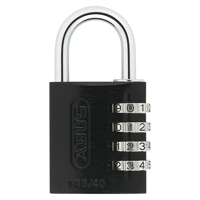 Abus Vorhängezahlenschloss 145/40 - B x L: 41,5 x 17,5 mm, Aluminium, Anzahl Zahlenrollen: 4 Stk., Metall