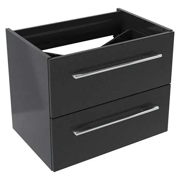 Camargue Stella Waschtischunterschrank - 59,2 x 40,8 x 49 cm, 2 Schubkästen, Ohne Beleuchtung, Grafit - Linke Seitenansicht