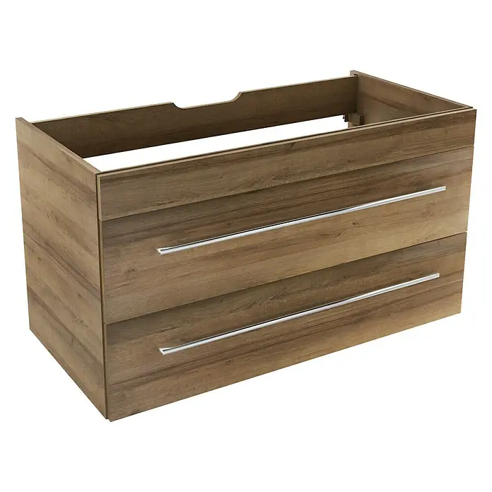 Camargue Stella Waschtischunterschrank - 99,4 x 48,8 x 55 cm, 2 Schubkästen, Ohne Beleuchtung, Berg Eiche - Linke Seitenansicht