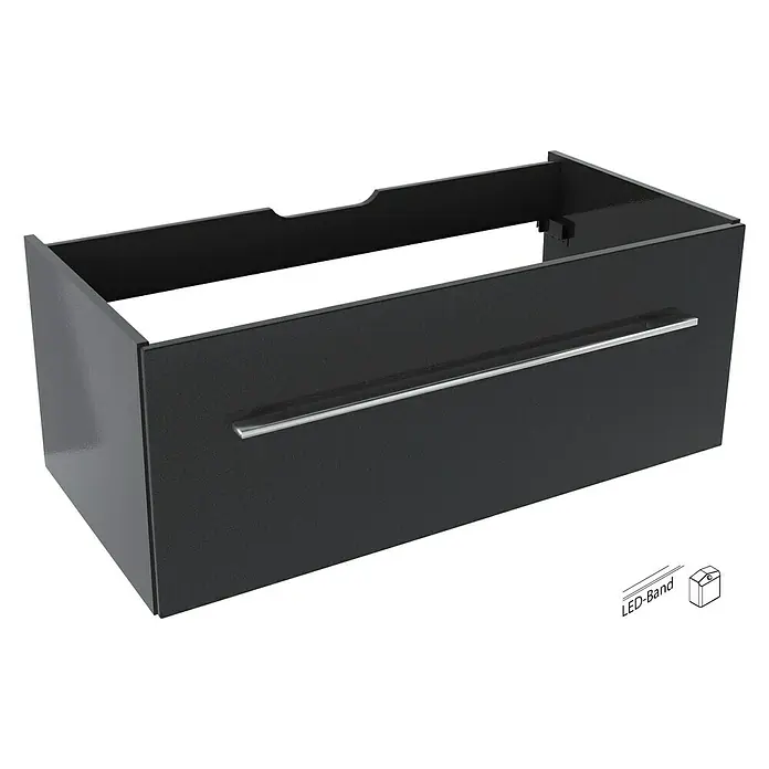 Camargue Stella Waschtischunterschrank - 99,4 x 48,8 x 39 cm, 1 Schubkasten, Mit Beleuchtung, Grafit - Linke Seitenansicht