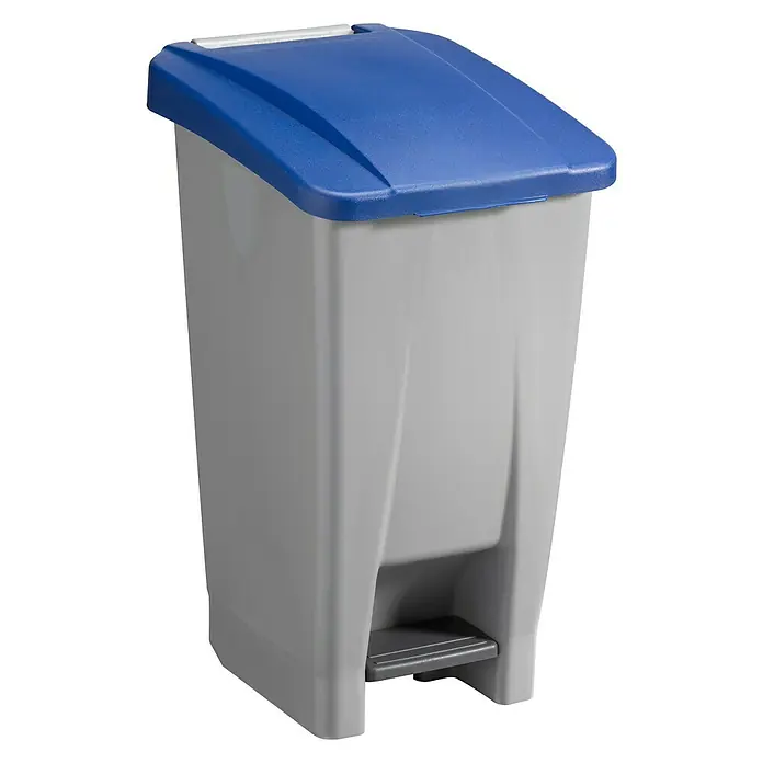Sunware Treteimer Basic - 60 l, Grau/Blau, Eckig, Kunststoff - Linke Seitenansicht