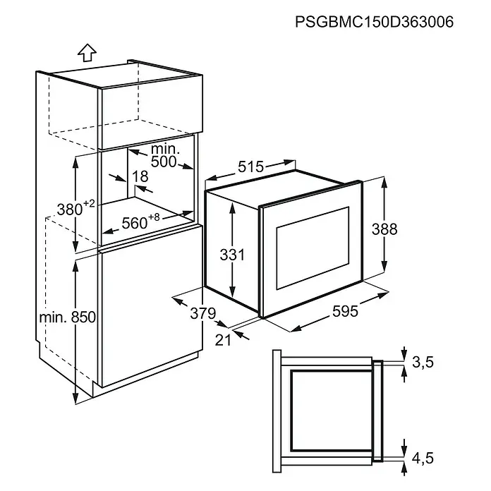 AEG Microondas empotrado integrado MSB2547D-M - 1.450 W, 23 l