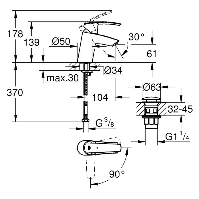 Grohe Start New Grifo de lavabo - Cromo