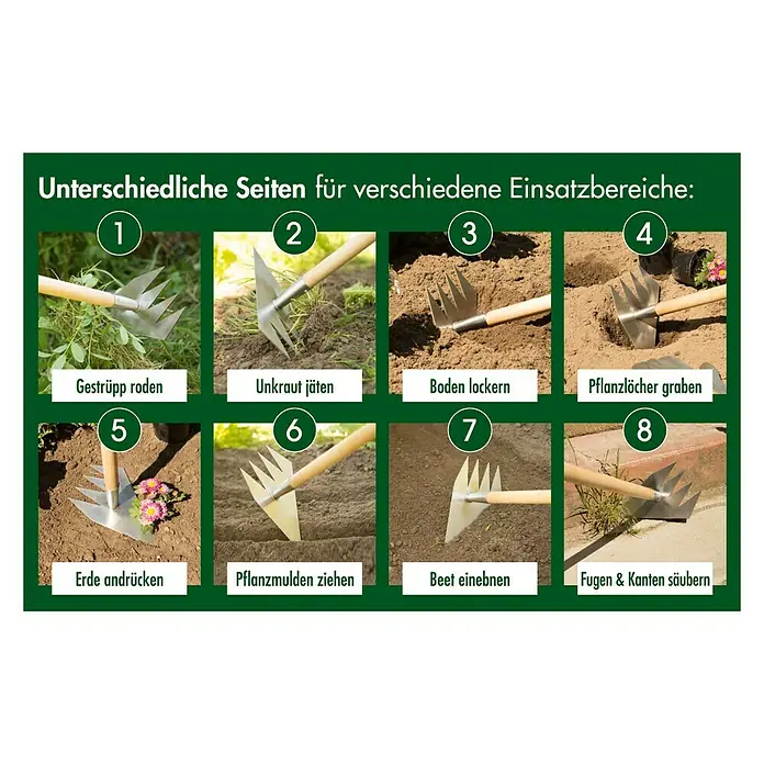 Ruwi Multiharke 8 in 1 - Anzahl Zinken: 4, Mit Stiel