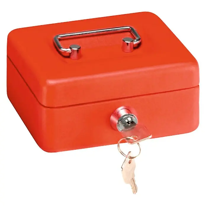 Arregui Caja de caudales C-9214 - L x An x Al: 15,2 x 11,8 x 8 cm, Asa abatible, Rojo
