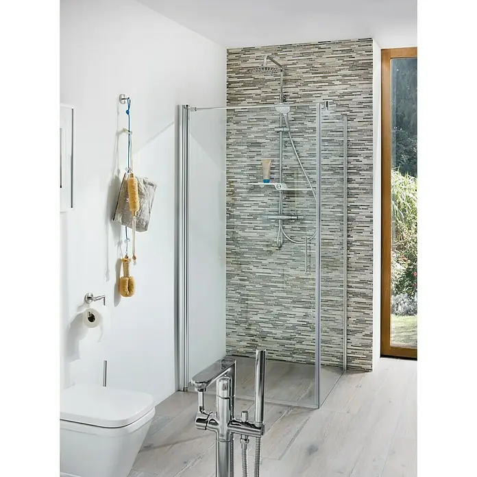 Camargue Vario Tuš stijena S7 - 90 x 195 cm, Premazano, Debljina: 6 mm, Srebrne boje