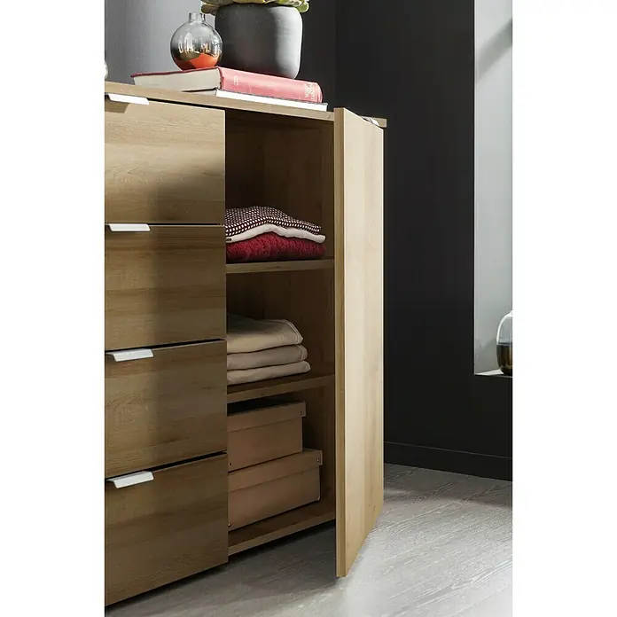 Express Möbel Sideboard Carina - L x B x H: 42 x 140 x 80 cm, Riviera Eiche, Anzahl Schubladen: 4 Stk., Mit 2 Türen - Detailaufnahme