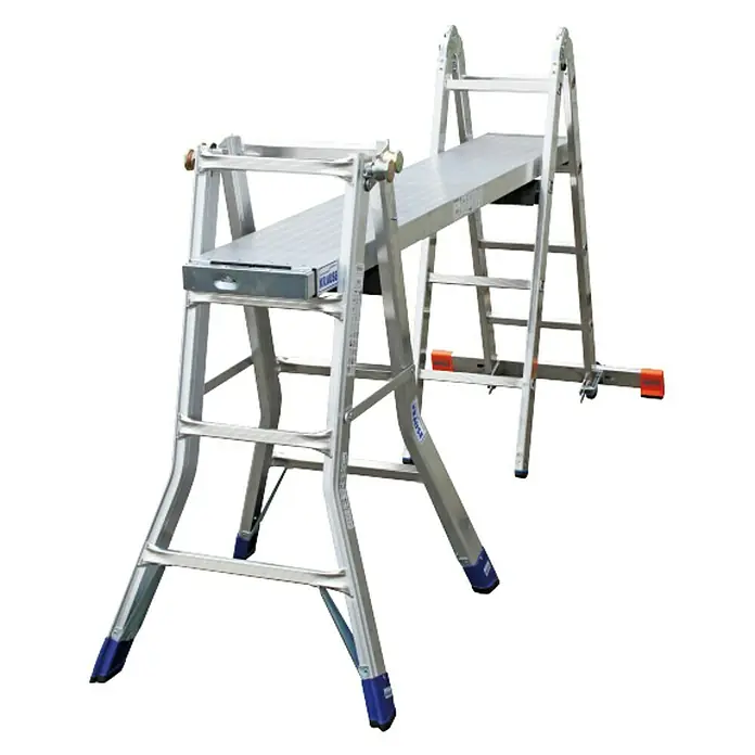 Krause Stabilo Sprossen-Gelenk-Teleskopleiter - Arbeitshöhe: 5 m, 4 x 4 Sprossen, Treppenfunktion, Aluminium - Anwendungsbeispiel