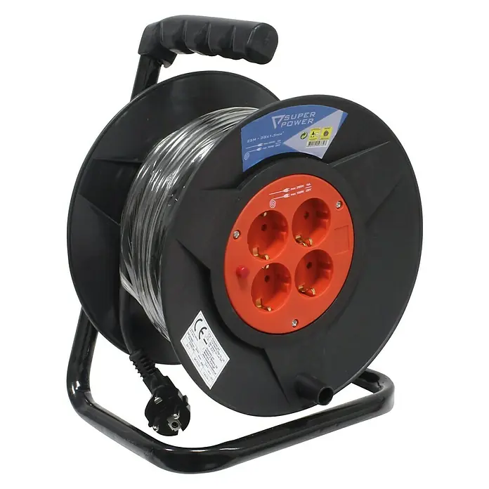 Enrollacables Super Power - x 4, 25 m, IP20, Para interior