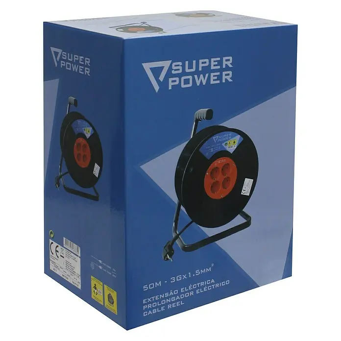 Enrollacables Super Power - x 4, 50 m, IP20, Para interior