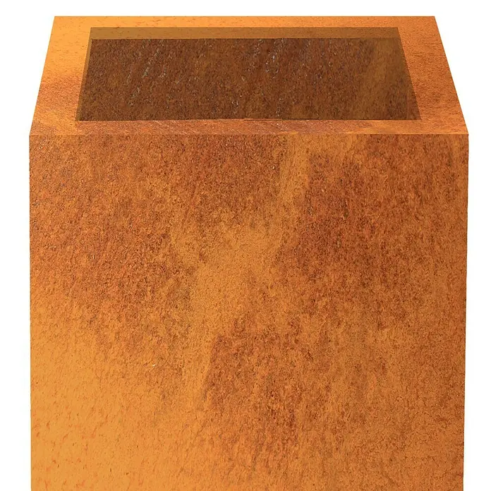 Pflanzgefäß - L x B x H: 50 x 50 x 50 cm, Cortenstahl, Rotbraun - Vorderansicht