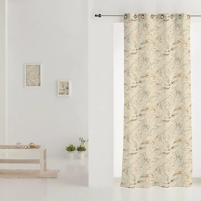 Cortina con ollaos Lanka Yute - 140 x 260 cm, 100% yute, Amarillo