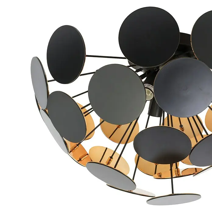 Reality Leuchten Deckenleuchte rund Discalgo - 40 W, Ø x H: 540 mm x 30 cm, Gold, Schwarz, E14