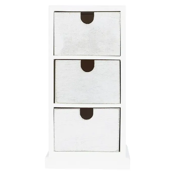 Caja de madera 3 cajones - 10 x 11 x 21 cm, Blanco