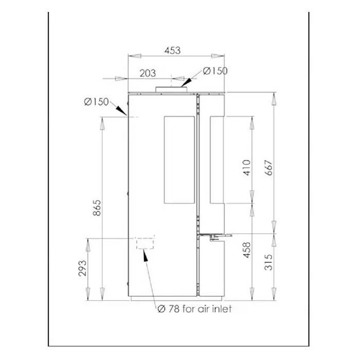Aduro Kaminofen 17 - 6,5 kW, Raumheizvermögen: 350 m³, Schwarz - Vorderansicht