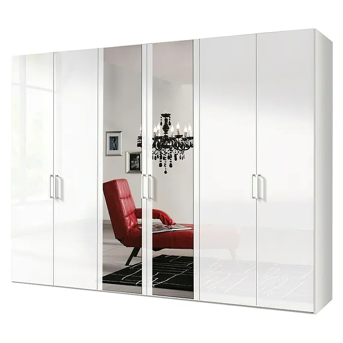 Express Möbel Kleiderschrank Brooklyn - L x B x H: 58 x 300 x 216 cm, Weiß, Lackiert, 2 Spiegel - Stimmungsaufnahme