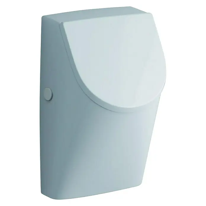 Geberit Renova Nr. 1 Plan Urinal - Mit Urinaldeckel, Unbeschichtet, Zulauf: Hinten, Druckspülung, Weiß - Vorderansicht