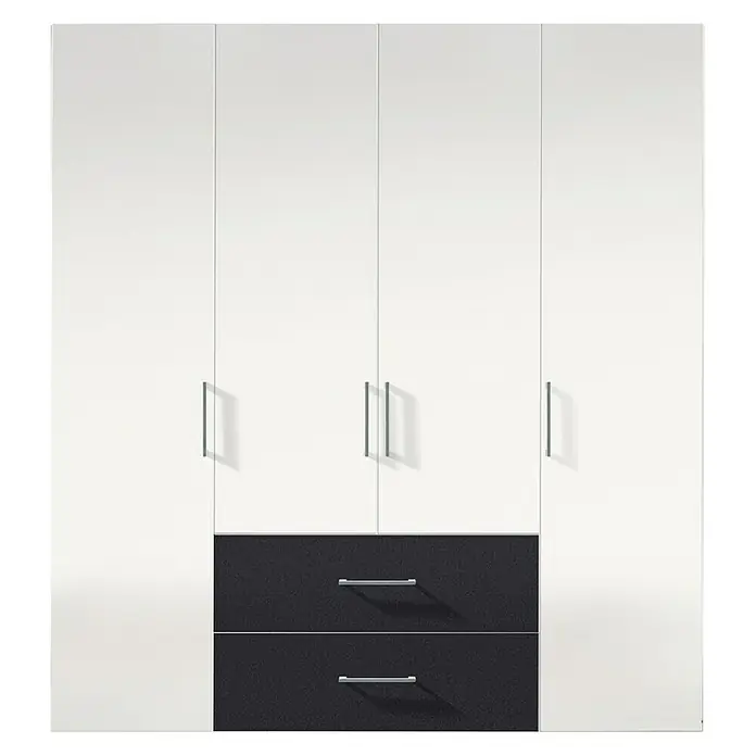 Express Möbel Kleiderschrank Brooklyn - L x B x H: 58 x 200 x 216 cm, Weiß/Graphit, Ohne Spiegel, Anzahl Schubladen: 2 Stk. - Vorderansicht