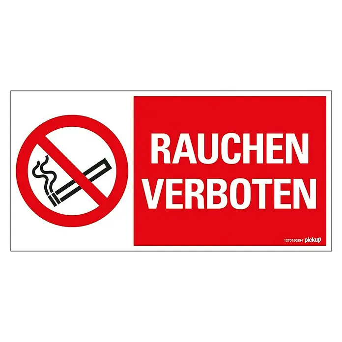 Pickup Verbotsschild - Motiv: Rauchverbot, L x B: 15 x 30 cm - Draufsicht