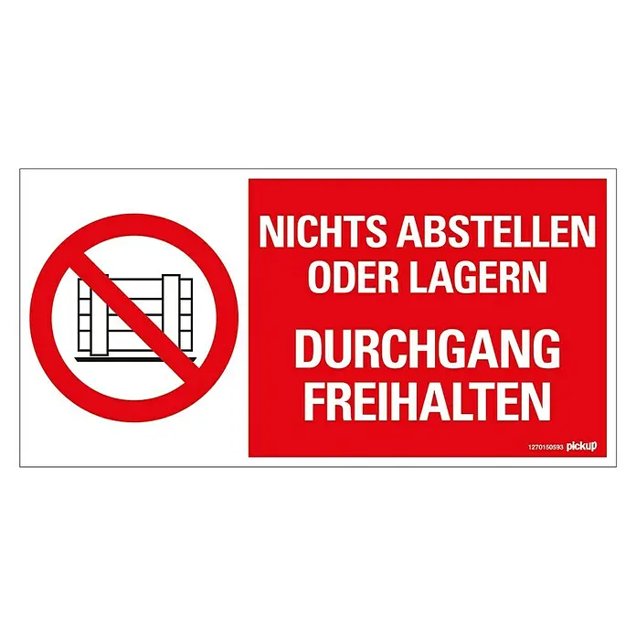 Pickup Verbotsschild - Motiv: Durchgang freihalten, L x B: 15 x 30 cm - Draufsicht
