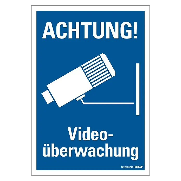 Pickup Hinweisschild - Motiv: Videokamera, L x B: 23 x 33 cm - Draufsicht