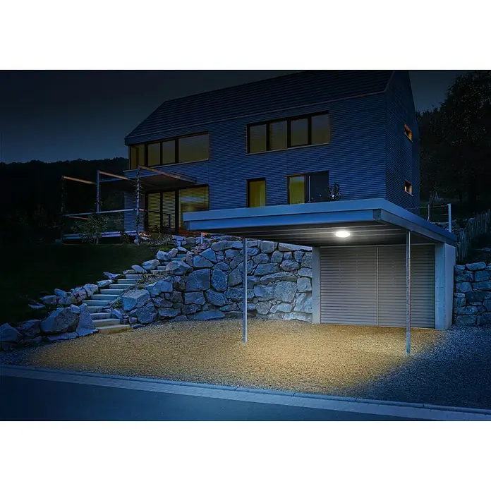 Steinel LED-Außendeckenleuchte DL Vario Quattro - 9,8 W, L x B x H: 31 x 31 x 6,9 cm, Weiß, IP54 - Vorderansicht