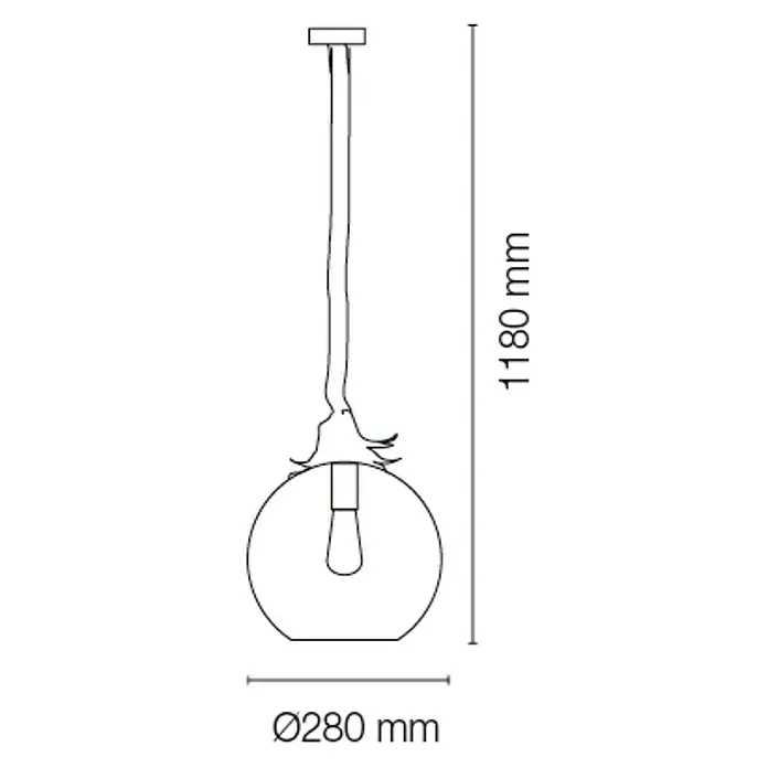 Cristal Record Lámpara colgante redonda Diva - Ø x Al: 280 mm x 118 cm, Transparente, Beige, E27