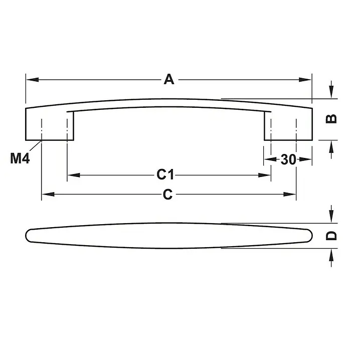 Häfele Tirador para muebles 110.34.336 - L x An x Al: 18 x 2,6 x 1,6 cm