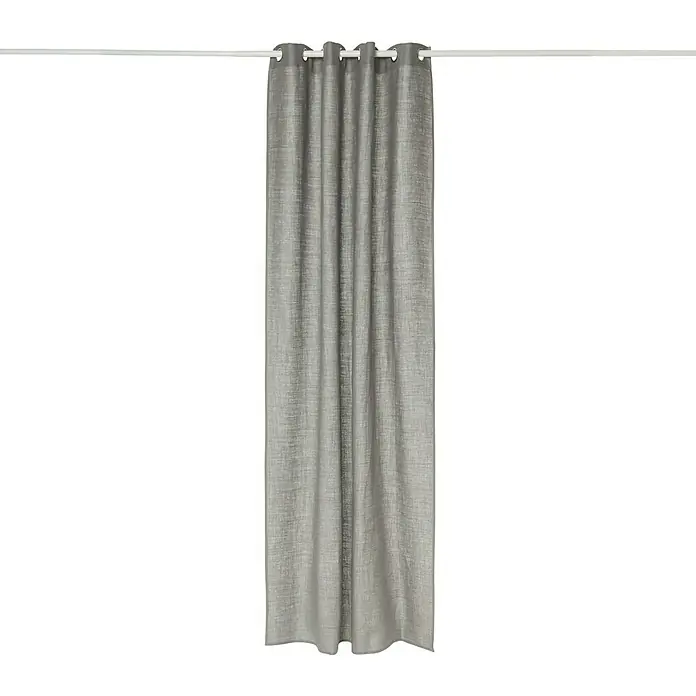 Cortina con ollaos Yute - 140 x 260 cm, Yute tintura, Gris