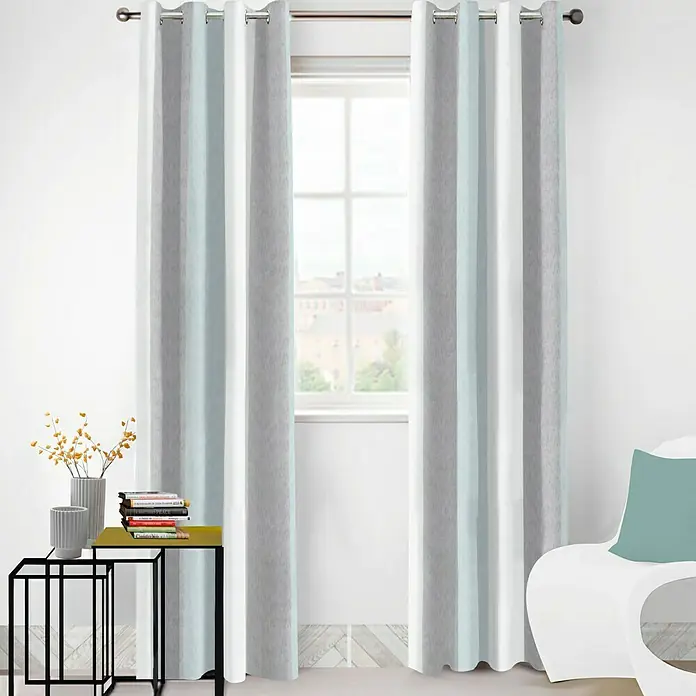Visillo para ventana Dax - 140 x 250 cm, 100% poliéster, Blanco/Azul/Gris