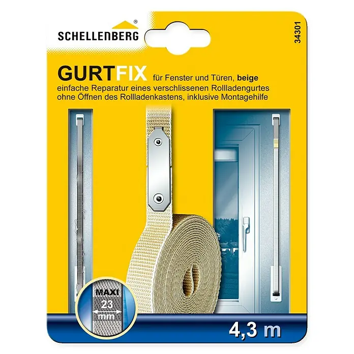 Schellenberg Gurtfix Maxi - Länge: 4,3 m, Gurtbreite: 23 mm, Beige - Vorderansicht