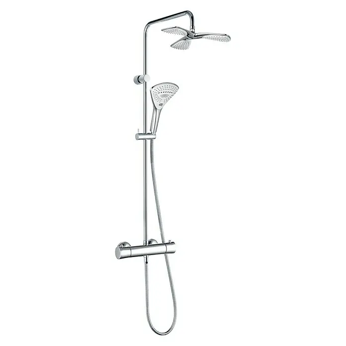 Kludi Fizz Duschsystem - Mit Thermostatarmatur, Lochabstand: 76,5 cm, Anzahl Strahlarten: 3 Stk. - Vorderansicht
