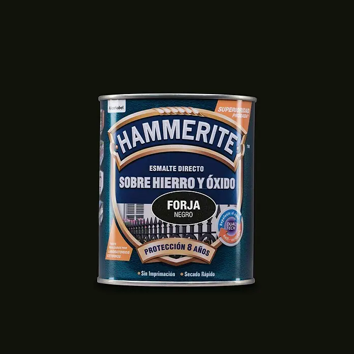 Hammerite Esmalte para metal Hierro y óxido - Negro, 2,5 l, Efecto forja