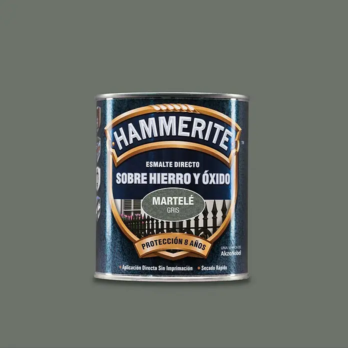 Hammerite Esmalte para metal Hierro y Óxido - Gris, 750 ml, Martelé