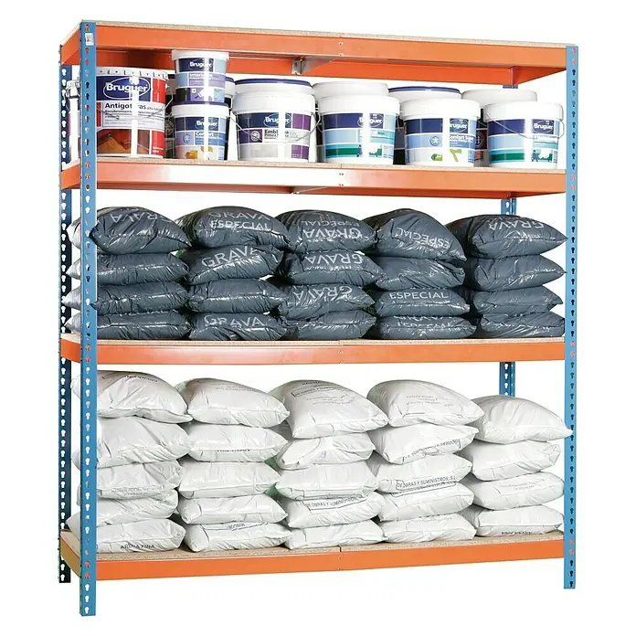 Simonrack Simonforte Metall-Schwerlastregal Simonforte - L x B x H: 90 x 240 x 200 cm, Traglast: 400 kg/Boden, Anzahl Böden: 4 Stk., Blau/Orange