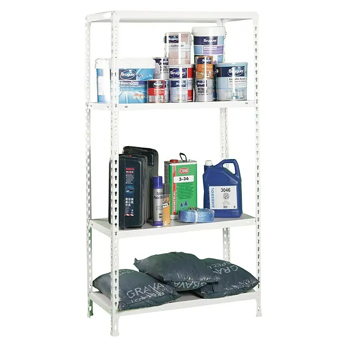 Simonrack Simonclick Estantería metálica Ecoclick Mini - L x An x Al: 30 x 80 x 160 cm, Capacidad de carga: 150 kg/balda, Número de baldas: 4 ud., Blanco