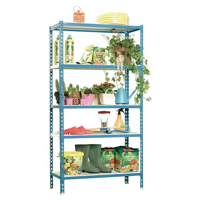 Simonrack Simonclick Metallregal Simonclick Plus - L x B x H: 50 x 100 x 200 cm, Traglast: 180 kg/Boden, Anzahl Böden: 5 Stk., Stecken, Blau/Weiß