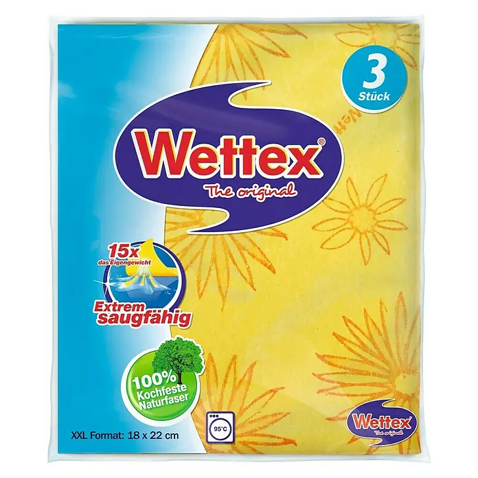 Wettex Schwammtuch - 3 Stk., Gelb, Blau, Rosa, Orange, 22 x 18 cm
