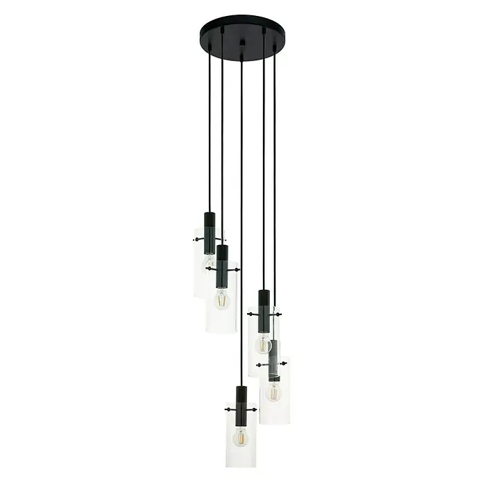 Eglo Pendelleuchte Montefino - Max. Systemleistung: 300 W, Ø x H: 350 mm x 150 cm, Anzahl Leuchtmittel: 5 Stk. - Vorderansicht