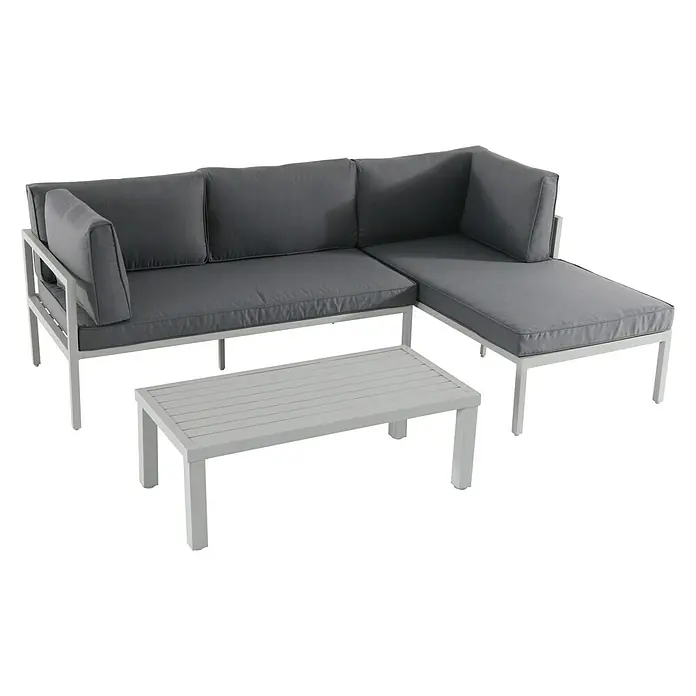 Sunfun Hannah Set lounge namještaja - 3-dij., Aluminij, Svijetlosive boje