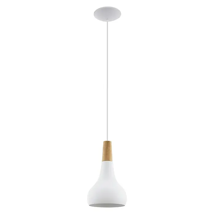 Eglo Lámpara colgante redonda Sabinar - 60 W, Ø x Al: 180 mm x 110 cm, Blanco, E27