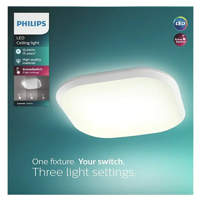 Philips Plafón LED Cavanal - 18 W, L x An x Al: 7 x 29,8 x 29,8 cm, Blanco, Blanco neutro