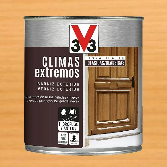 V33 Barniz para madera exterior Climas Extremos - Pino, Brillante, 750 ml