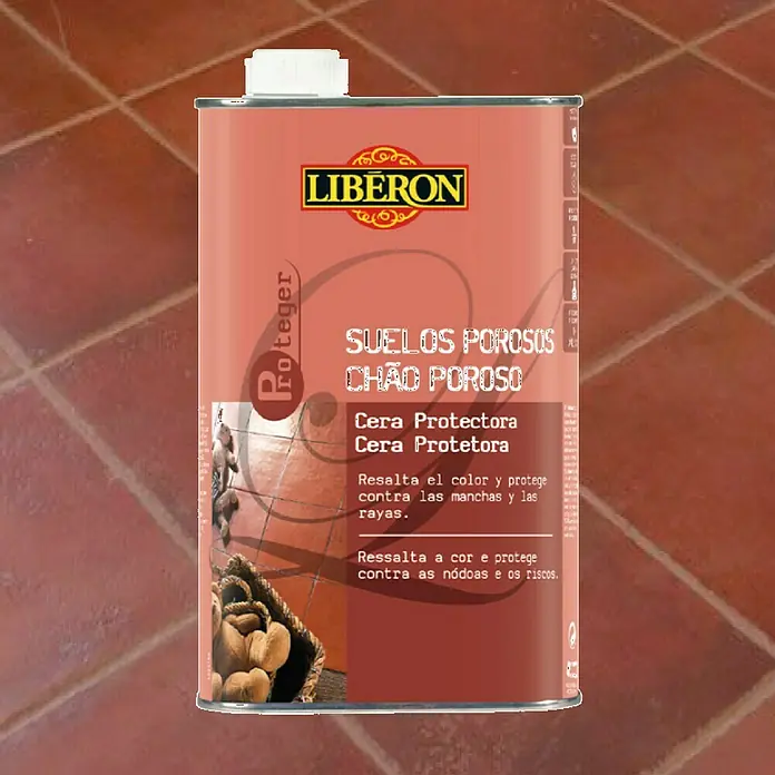 Libéron Cera de acabado nutritiva para suelos porosos - Rojo, 1 l, Satinado