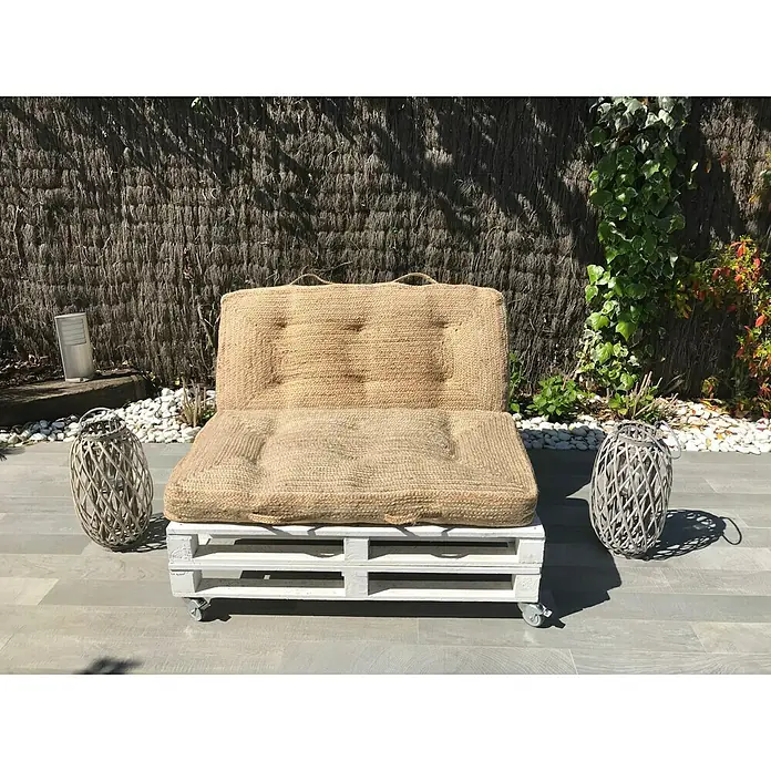 Cojín para asiento yute - 120 x 13 x 60 cm, Natural
