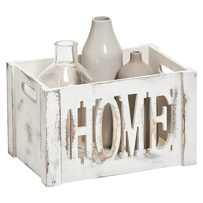 Zeller Present Holzkiste Home - L x B x H: 30 x 20 x 18 cm, Holz - Ansicht von oben